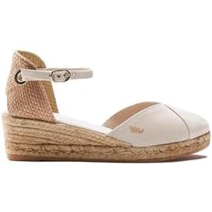 Viscata Pubol Espadrille Canvas Low Wedges with Ankle Strap Spain Handmade 2” Heel Women's Sandals with Breathable Organic Cotton Canvas and 100% Natural Jute for all Occasions: Casual, Work, Party Size 39 (8.5)