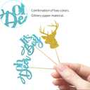 24 PCS Blue Glitter Oh Deer It's A Boy Cupcake Toppers for Gender Reveal Party/Buck or Doe Sign Baby Shower Party Decor/Baby Birthday Party Decorations/Boy Birthday Party Supplies