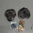 BARSDAR 2 PCS Messy Bun Hair Pieces - Elastic Grey Hair Bun Scrunchies Extensions for Women - Synthetic Thick Fluffy Messy Updo Salt Pepper Hairpieces, Dark Gray & White Tips