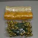 Soulchen 26pcs Christmas Decor Mesh Garland Set 10 Yard Metallic Mesh with Artificial Pine Needles Christmas Ball Garland Ties for DIY Holiday Xmas Tree Wreath(Gold)