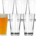 Pint Glasses Set of 6 - 16 oz Drinking Glasses Made for Cold Beverages - 16 oz Mixing Glass & Highball Set of 6 for Homes, Pubs & More - Freezer & Dishwasher-Friendly Cocktail Glasses, PARNOO