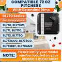 Replacement Lid for Ninja Blender Fits NEW Rim Extension Pitcher Only, Compatible with Models BL770 BL770W BL771 BL771C BL772 BL772Q BL773CCO Blender Lid Replacement 72 Oz Wide Jar Compatible
