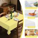 54IN X 320FT Plastic Table Cover Roll with Cutter Box, Cut to Size Plastic Table Cloths for Parties, Birthday, Disposable Tablecloth Roll for All Shape Tables (Light Yellow, 54 Inch X 320 Feet)