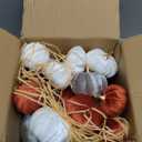 18 PCS Velvet Pumpkins for Fall Table Decor, Artificial Pumpkins, Faux Fake Pumpkin Home Decorations for Autumn Harvest, Thanksgiving, Wedding, Halloween, Table Centerpieces (Multi-Color Velvet)