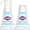 Clorox Free & Clear Disinfecting Mist, Household Essentials, 1 Spray Bottle and 1 Refill, 14 Fl Oz Each