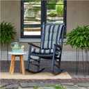 Arden Plush Indoor/Outdoor Rocking Chair Cushion Set, 18 x 20, Water Repellent, Fade Resistant, Tufted Cushion for Rocking Chairs Sapphire Aurora Blue Stripe