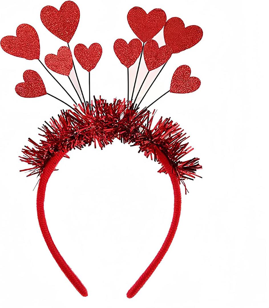 AIUPUOC Sequin Heart Headband Valentine Headbands Heart Head Boppers Hair Accessories Hair Band Holiday Decorations 1Pcs