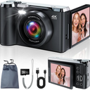 4K Digital Camera for Photography and Video, 56MP 3'' 180° Flip Screen with 32GB