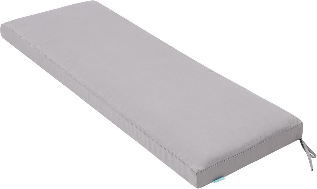 QILLOWAY Indoor/ Outdoor Bench Cushion, Thick Upholstery Foam Couch Swing Pads with Ties, 48-Inches, Grey