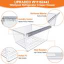 UPGRADED W11162443 Refrigerator Crisper Drawer Compatible with Whirlpool Fridge Drawer Replacement Parts Whirlpool Refrigerator Drawers WRS315SDHZ02 WRS315SDHZ05 WRS315SDHZ08 WRS325SDHZ08 WRS321SDHZ08