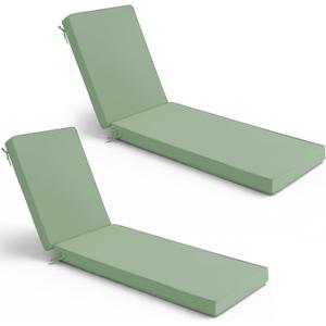 Summsun Chaise Lounge Cushions Outdoor Set of 2 - Waterproof and Fade Resistant Sun Lounger Replacement Cushions - Patio Lounger Pads with Removable Cover for Pool, Deck, 72 x 21 x 3 Inch, Sage Green