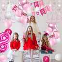 8th Birthday Decorations for Girls, Pink White 8 Happy Birthday Balloons, Birthday Party Supplies Including Pink Happy Birthday Banner, Number 8 Foil Balloons