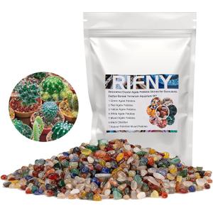 RIFNY Decorative Polished Rocks, 0.3" Gravel Rocks Crushed Crystal for Plant Flower Pots Succulents Cactus Bamboo Plant Vase Filler Aquarium Fish Tank Decorations and DIY Craft (3 LB, Colorful)