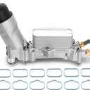 Upgraded Aluminum Engine Oil Filter Housing Kit with Oil Cooler Sensors and Gaskets Compatible with 2011-2016 Chrysler 200 300, Dodge Charger Challenger Journey, Wrangler, Ram ProMaster 3.6L