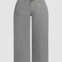 Flamingals Wide Leg Cropped Pants for Women Trendy Mid Rise Button Fly Barrel Jeans Stretchy Casual Ankle Pants (Gray, S)