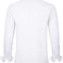 J.VER Boy's Long Sleeve Dress Shirts Solid Stretch Wrinkle-Free Shirt Kids Casual Button Down Shirts School Uniform (8-9 Years, White)