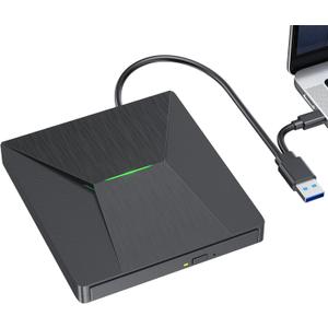 USB 3.0 and TypeC External Bluray Drive, External Bluray Burner and External Blueray/DVD Drive for PC, Blu Ray Disc Reader Compatible with Windows XP/7/8/10, Laptop, Desktop, MacOS for MacBook