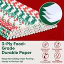 3 x Christmas Paper Straws Green Red Striped7.75 inch, Biodegradable Disposable Holiday Drinking Straws, Party Decoration Straws - 100 Pack (Classic stripes-100)