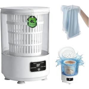 Portable Mini Washing Machine,4L Large Capacity Underwear Washer with Blue Light & Dehydration,Deep Clean Small Clothes,SemiAutomatic Mini Washer for Family,Hotel,Camping