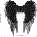 Anbaby Chiffon Angel Wings Costume Accessory Black or White Feathered Wings Halloween and Cosplay Props (Black)