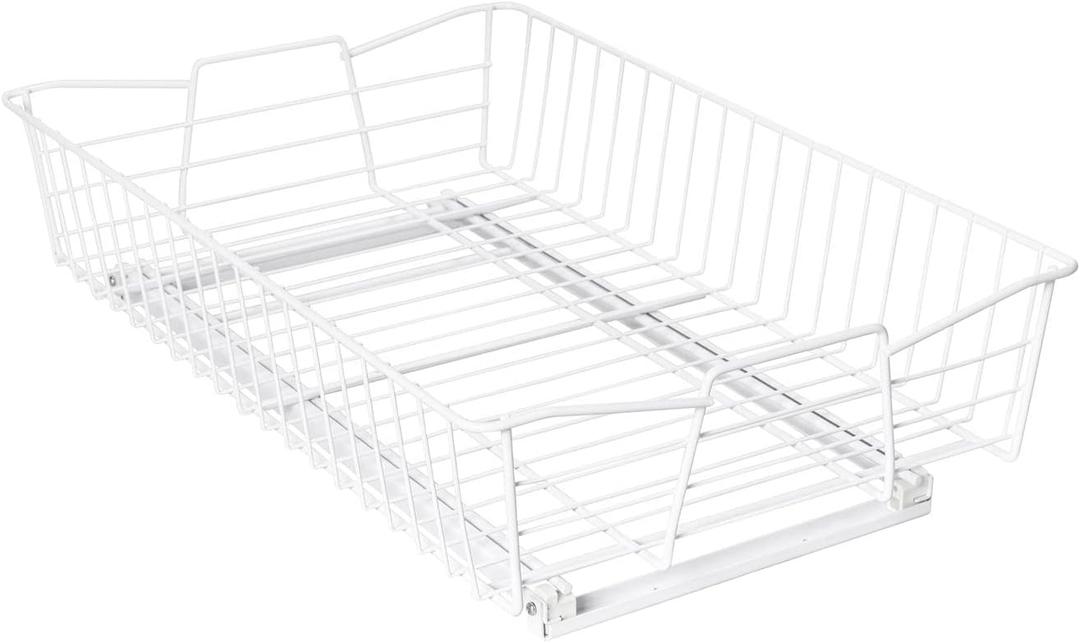 Knape & Vogt Simply Put 14-in W x 5.25-in H White Metal 2-Tier Pull Out Cabinet Basket