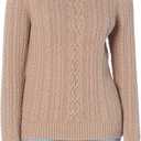 Amazon Essentials Women's Soft Fisherman Cable Knit Long-Sleeve Crewneck Sweater (X-Large, Camel Heather)