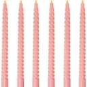 6 Pack 10 Inch Pink Spiral Taper Candles for Holiday Home Decoration, Unscented Dripless Twisted Candlesticks for Dinner Party Wedding Valentine's Day Baby Shower and Easter