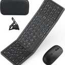 Foldable Keyboard and Mouse for Laptop, Travel Bluetooth Folding Keyboard Mouse with Portable Case, Rechargeable Keyboard for Business, 2.4G & Bluetooth, for iPad Tablets Laptop iOS Android - Black