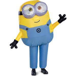 Disguise Bob Inflatable Minion Costume for Kids, Official Minions Halloween Costume, Blow Up Jumpsuit with Fan, Child Size (Up to 7-8)