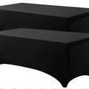 6FT Spandex Tablecloth [6  Pack, Black] 200 GSM Stretch, Fitted, Washable and Wrinkle Resistant Table Cloth Rectangle Cover for Trade Shows, Wedding, Parties [72Lx30Wx30H Inch