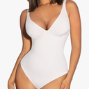 FeelinGirl Shapewear Bodysuits for Women Tummy Control Body Suits Deep V Neck Thong Body Shaper, Size XS