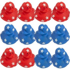 Patriotic Red, White and Blue Rubber Duckies for 4th of July - Bulk Set of 24 Ducks - Party Favors, Parades, Birthdays and Treasure Chest Supplies