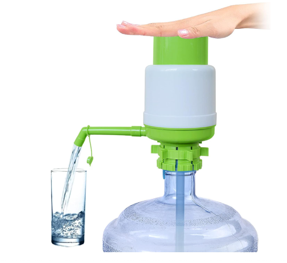 Green Portable Manual Water Pump for 5 Gallon Bottle, Water Jug Dispenser Bottle Pump Drinking Water Pump with an Extra Short Tube and Cap, Hand Press Water Cooler Dispenser for 2-6 Gallon (1 Pack Green)