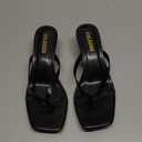 Women's Kitten Heels Sandals Square Open Toe Flip Flop Heels 1.8-2 Inch Heeled Sandals for Women (7, Black)