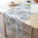 Blue Floral Runner for Table - 14 x 48 Inch - French Country Vintage Linen Table Runners 48 Inches Long for Holiday Kitchen Dining Wedding Home Party Decoraion,Vintage Flower