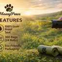 MossyPaws Biobased Dog Poop Bags 360 Count (24 Rolls) Plant-Based, Leak-Proof, Durable Eco-Friendly Pet Waste Bags with Recyclable Packaging 9x13 Inch Fits All Dispensers
