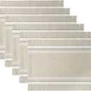 DII French Stripe Dining Table Collection Farmhouse Style Placemat Set, 13x19 Inches, Taupe/White, 6 Piece