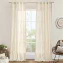 LAMIT Beige Linen Curtains for Living Room 2 Panels Set, 84 Inch Faux Linen Textured Light Filtering Drapes Back Tab and Rod Pocket Boho Panels for Farmhouse/Bedroom/Porch, 38 x 84 Inch