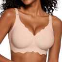 Vertvie Jelly Bras for Women No Underwire Wireless Push Up Bra Full Coverage Bralettes Seamless Comfort Everyday Sports Bra (XL)