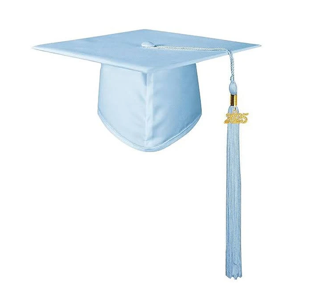 Unisex Adult Matte Graduation Cap with Tassel Year Charm 2025 Pack of 2