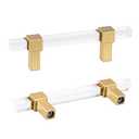 Peaha 10 Pack Kitchen Cabinet Handles Acrylic Drawer pulls 3 Inch Gold Cabinet pulls Square Clear Acrylic Dawer Handles for Kitchen Bathroom,Zinc Alloy Base