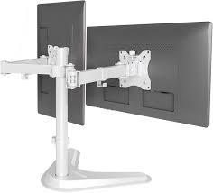 Claiks Dual Monitor Mount, Ergonomic Adjustable Monitor Arm for Max 32 inch Screens, Adjustable Computer Monitor Stand up to 40 lbs, VESA Mounting Holes 75&100mm, White