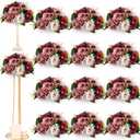 Hotop 12 Pcs Artificial Rose Flower Balls for Centerpieces, Silk Roses Kissing Balls Romantic Faux Floral Arrangements for Engagement Wedding Home Decor (Burgundy,Dusty Pink,Creamy White)