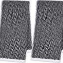 Cleanbear Black Cotton Hand Towels, 2 Pack Herringbone Striped Hand Towels for Bathroom, Soft Absorbent Lightweight for Drying Hands, 14x29 Inches, Decorative & Durable