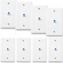Weewooday 1-Port TV Cable Wall Plate with F Connector Coax Wall Plate Video Jack Single Gang(Blue,8 Pcs)