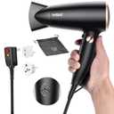 VGR Dual Voltage(100~250V) Travel Hair Dryer with European Plug Adapter for International Travel, Portable Hair Dryer with Concentrator Nozzles