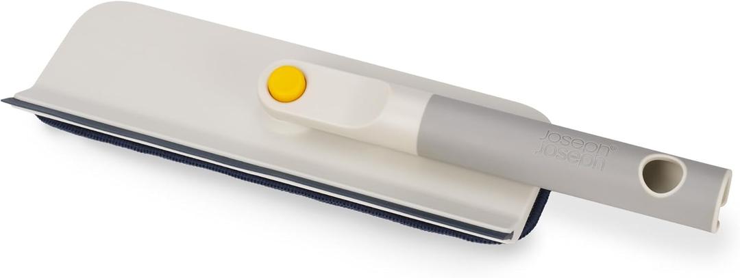 Joseph Joseph CleanTech 2-in-1 Glass Cleaner Shower Squeegee with Washable Microfiber Pad and Space-Saving Foldable Handle