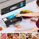 95KPa Automatic Vacuum Sealer Machine - 10-in-1 System with Double Heat Seal Technology, Easy-Lock Handle & Built-in Cutter, Includes Vacuum Roll + 15 Bags (Black）