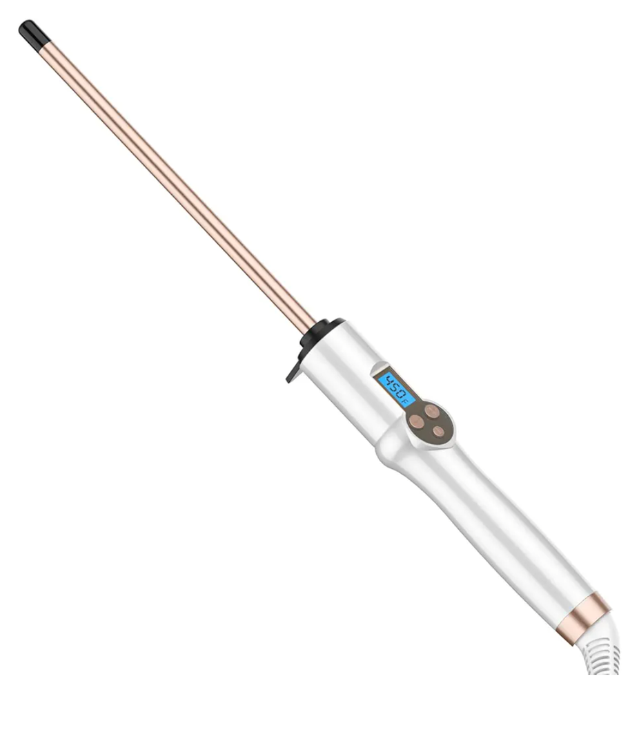 Small Curling Wand 3/8 Inch, Thin Curling Wand for Short Hair, 9mm Ceramic Long Barrel with Adjustable Temperature