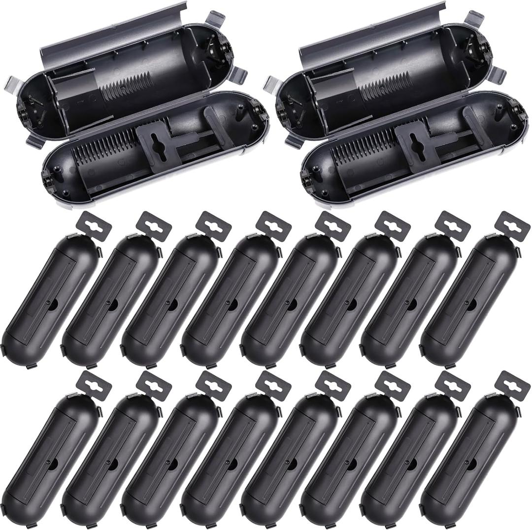 16 Pack Outdoor Extension Cord Safety Cover, IP44 Waterproof, Adjustable Compartment, Safety Housing Case, Electrical Connection Box for Power Tools, Holiday Decorative Lights, Plugs, Sockets, Black